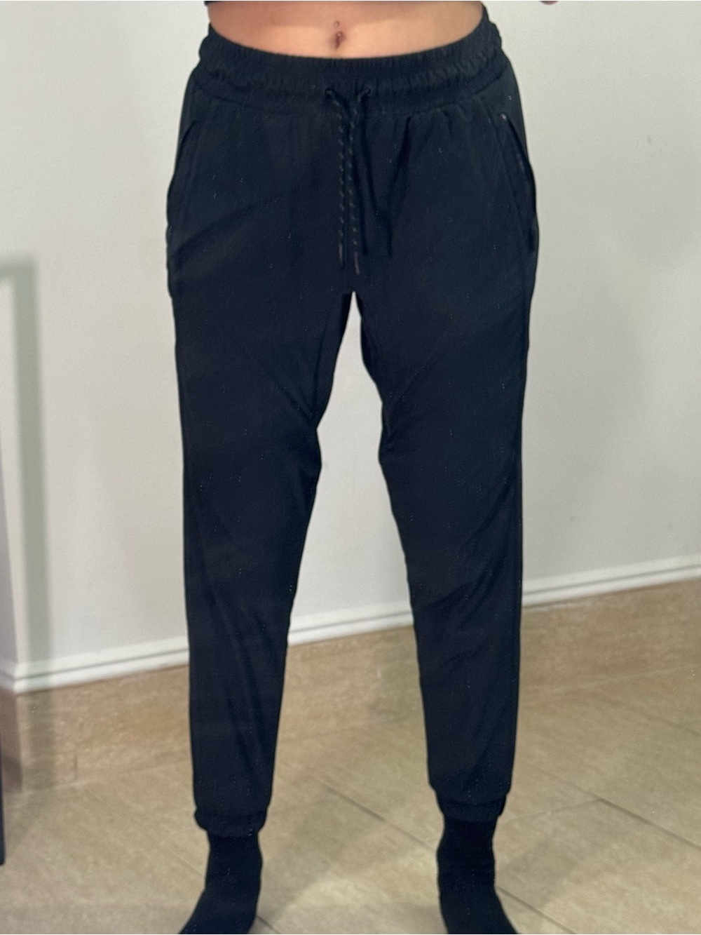 Fleece Lined Black Drawstring Jogger Pants